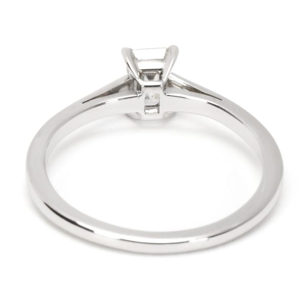 Platinum Engagement Ring Cartier Emerald Cut Engagement Ring in Platinum 055 CTW