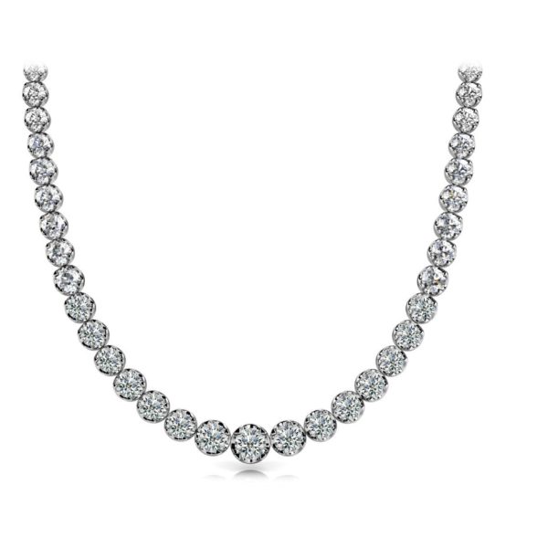 094406 fv 1d0f97b1 b4dc 4a14 9cc7 f847bba9c574 Cubic Zirconia Miracle Set Riviera Necklace in Sterling Silver 7 Carats