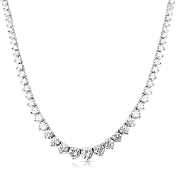 094465 fv Cubic Zirconia Graduated Riviera Necklace in Sterling Silver 12 CTW