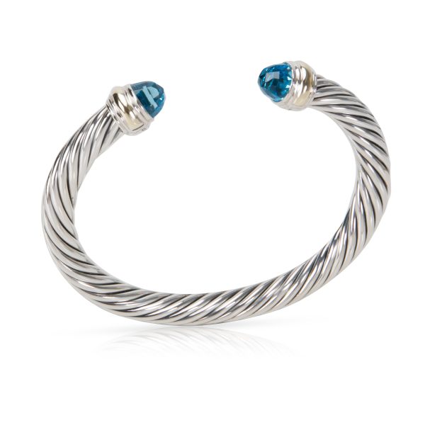 094790 pv e32be127 50cb 466e 895d 7949944e0208 David Yurman Blue Topaz Cable Bracelet in Sterling Silver