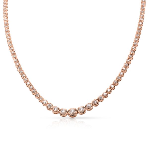 095046 fv Diamond Graduated Riviera Necklace in 14K Rose Gold 135 CTW