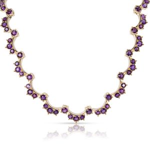 095165 fv Amethyst Festoon Necklace in 18K Yellow Gold