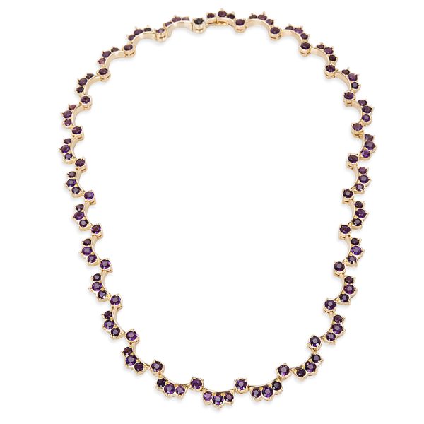 095165 pv Amethyst Festoon Necklace in 18K Yellow Gold