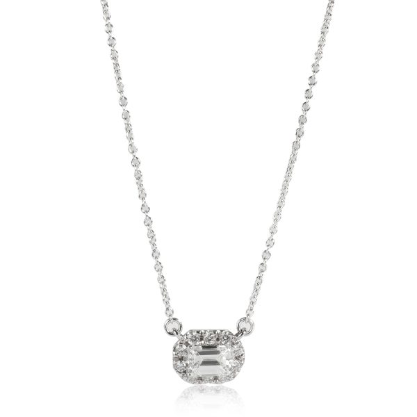 095230 fv 1424bf5b 05e7 4e01 bdf3 3354d4066eab 14K White Gold Emerald Cut Halo Diamond Necklace GVVS1 067 Ctw