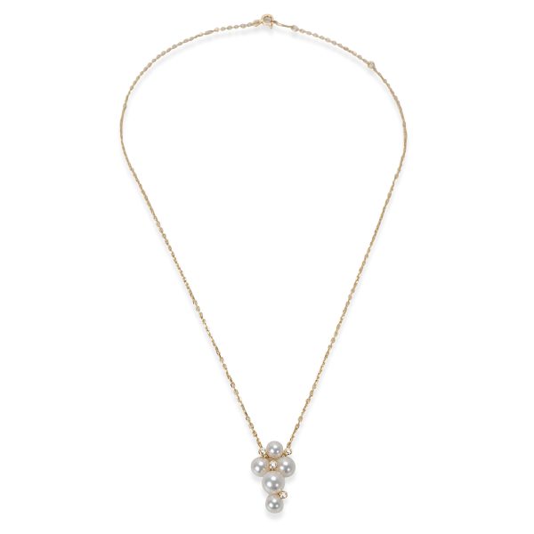 096270 pv Mikimoto Pearl Diamond Bubble Necklace in 18K Yellow Gold