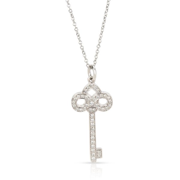 096603 fv Tiffany Co Fleur De Lis Diamond Key Pendant Necklace in Platinum 012 ctw