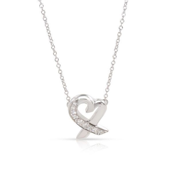 097156 fv Tiffany Co Paloma Picasso Loving Heart Diamond Necklace in 18K White Gold