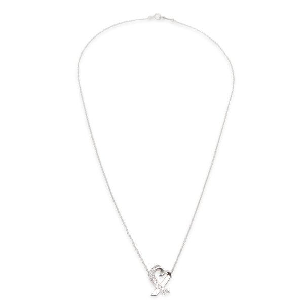 097156 pv Tiffany Co Paloma Picasso Loving Heart Diamond Necklace in 18K White Gold