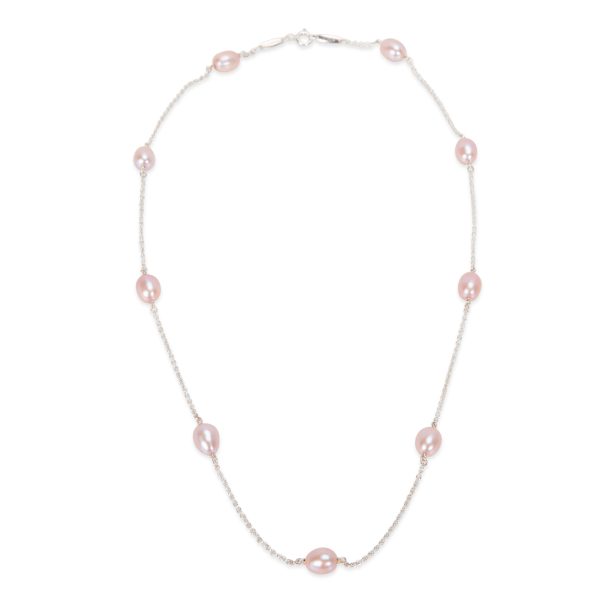 097201 pv Tiffany Co Pink Pearl by the Yard Necklace in Sterling Silver