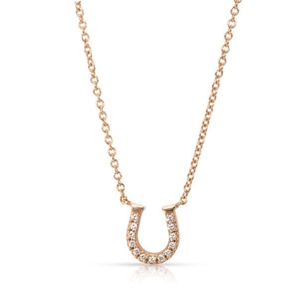 097401 fv 0e431e63 513f 4a3e bd4c be22428e2628 Tiffany Co Metro Horseshoe Diamond Necklace in 18K Rose Gold 003 CTW