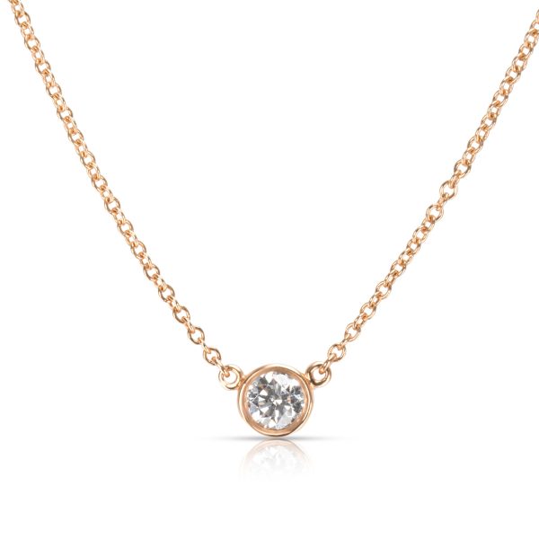 097855 fv Tiffany Co Elsa Peretti Diamond Necklace in 18K Rose Gold E IF 022 CTW