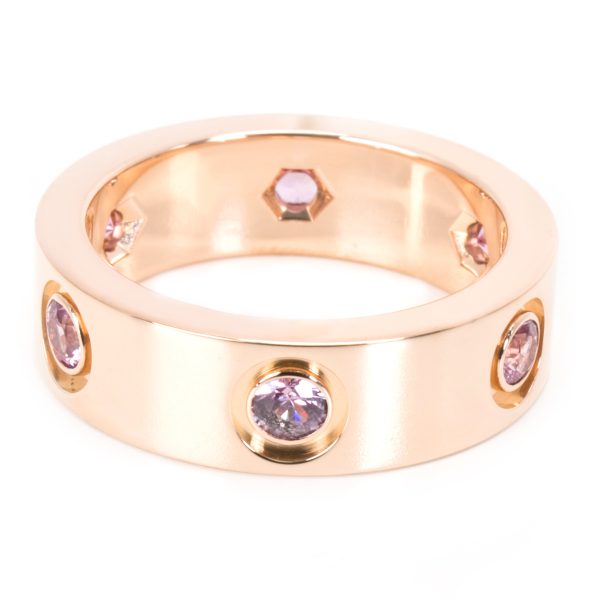 Rose Gold Fashion Ring Cartier Love Pink Sapphire Ring in 18K Pink Gold