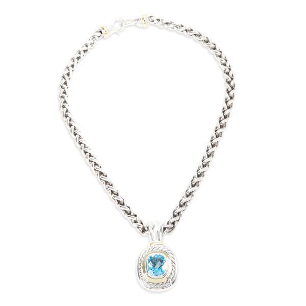 097922 pv David Yurman Blue Topaz Cable Necklace in Yellow Gold Sterling Silver