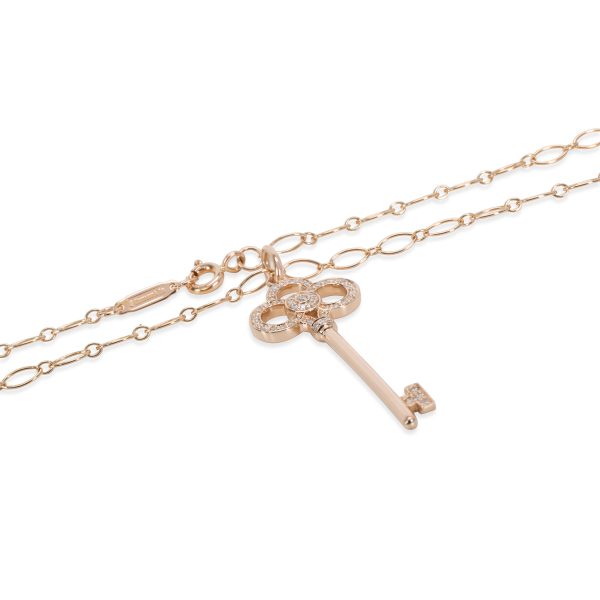 097941 clasp Tiffany Co Crown Key Diamond Pendant in 18K Rose Gold