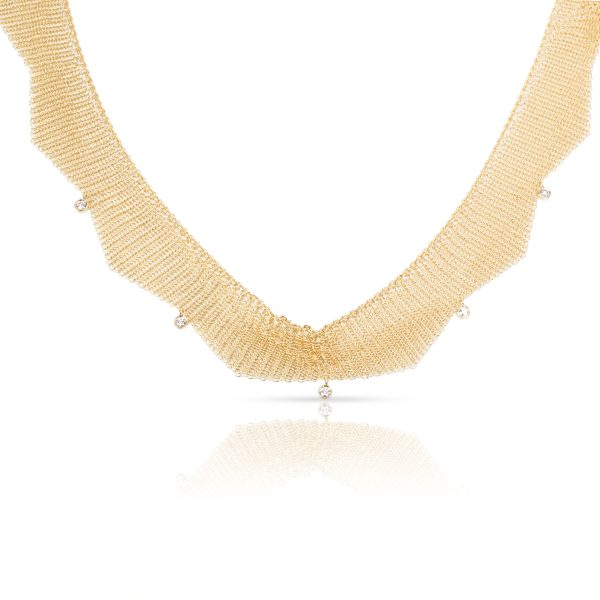 097949 fv Tiffany Co Peretti Mesh Choker Diamond Necklace in 18K Yellow Gold 025 CTW