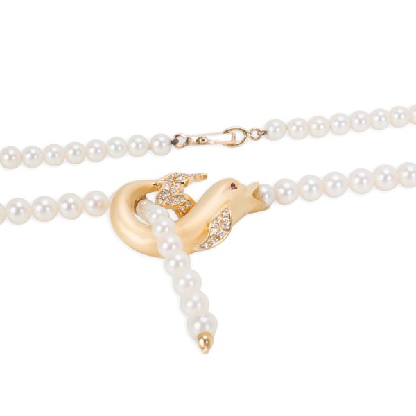 097957 clasp Carrera y Carrera Diamond Textured Dolphin Necklace in 18K Yellow Gold 015 CTW