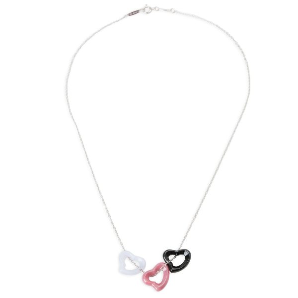 098089 pv Tiffany Co Elsa Peretti Triple Open Heart Necklace in Sterling Silver