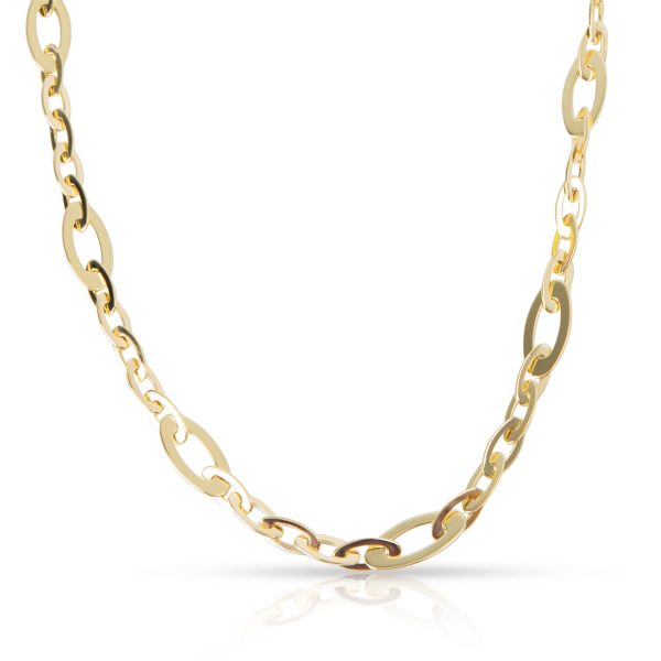 098100 fv Roberto Coin Chic Shine Oval Link Necklace in 18K Yellow Gold