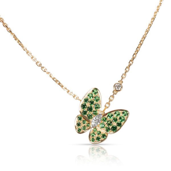 098122 fv Van Cleef Arpels Two Butterfly Diamond Tsavorite Necklace in 18K Gold 02 CTW