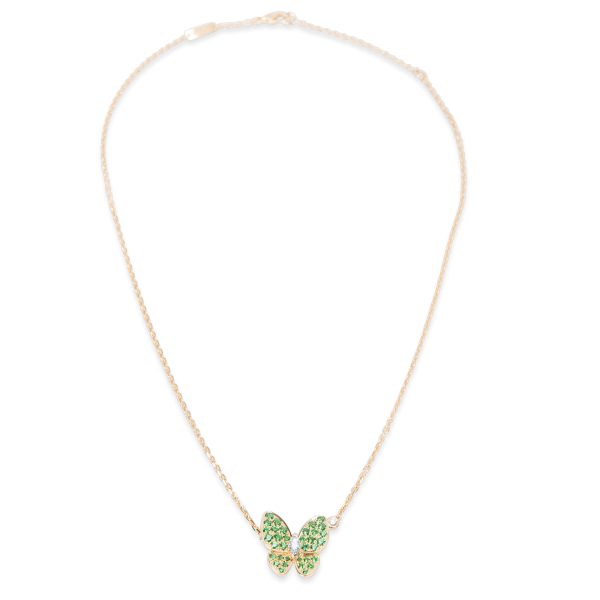 098122 pv Van Cleef Arpels Two Butterfly Diamond Tsavorite Necklace in 18K Gold 02 CTW