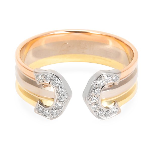 Rings Cartier Logo Diamond Ring in 18K 3 Tone Gold 01 CTW