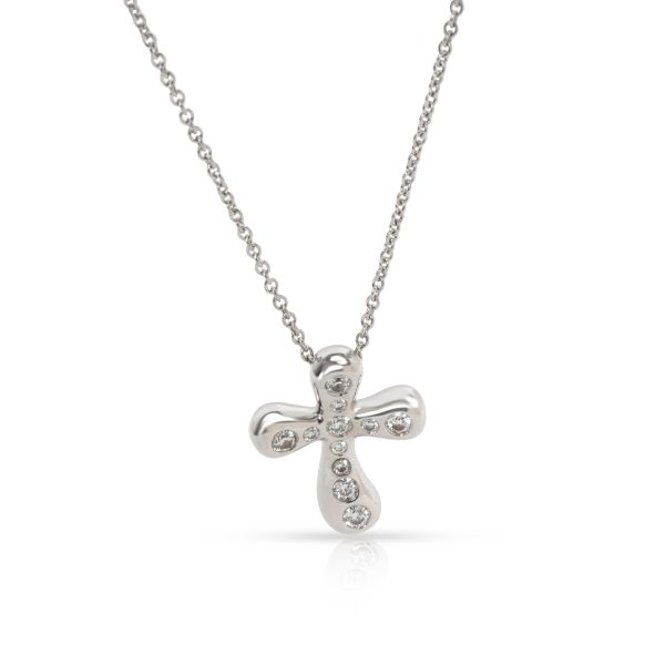 098225 fv Tiffany Co Elsa Peretti Diamond Cross Pendant in Platinum 025 CTW