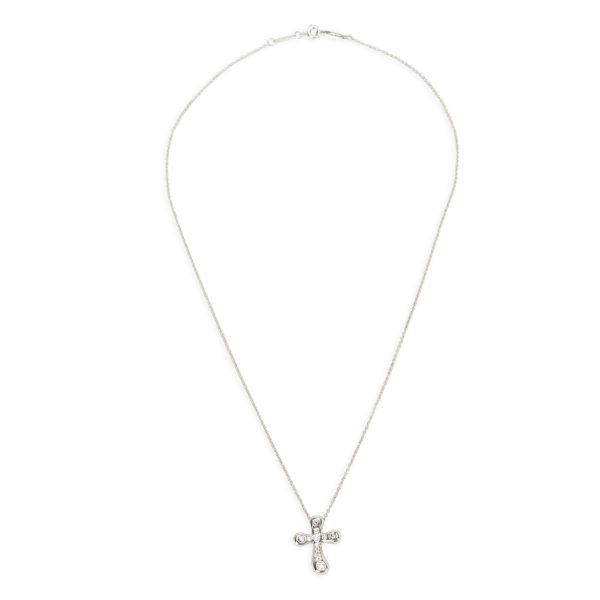 098225 pv Tiffany Co Elsa Peretti Diamond Cross Pendant in Platinum 025 CTW