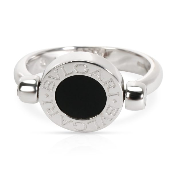 098295 av 8ab8cb10 e510 4816 9ca4 9ac930b55ab5 Bulgari Flip Diamond Onyx Ring in 18KT White Gold 007 CTW