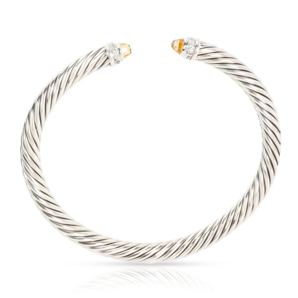 098405 pv 08b9d408 017e 4493 a75d 022a7174bf91 David Yurman 5mm Cable Diamond Citrine Bangle in Sterling Silver 014 CTW