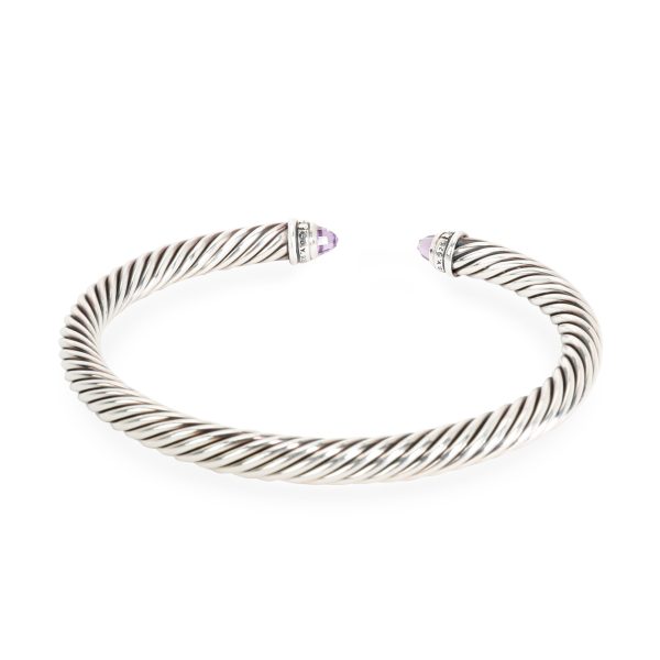 098406 bv af0bc153 05b3 4542 9b28 62e5c84dc8bd David Yurman 5mm Cable Diamond Amethyst Bangle in Sterling Silver 014 CTW