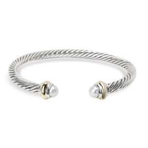 098437 fv David Yurman 5mm Classic Cable Pearl Bangle in Sterling Silver