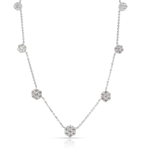 098579 fv Cluster Diamond Station Necklace in 14K White Gold 28 CTW