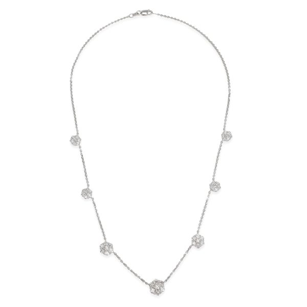 098579 pv Cluster Diamond Station Necklace in 14K White Gold 28 CTW