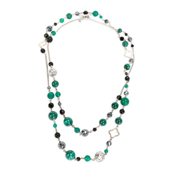 098651 pv David Yurman Bijoux Malachite Onyx Bead Necklace in Sterling Silver