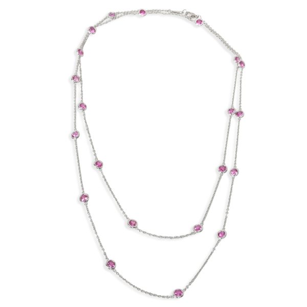 099326 pv 89d63f6f f6cb 4afc a2ae ff3823566295 Pink Sapphire Diamonds by the Yard Necklace in Platinum 525 ctw