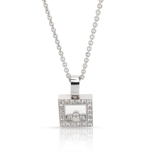 099633 fv 27749340 bbd6 4e27 844b 831165a93bd7 Chopard Square Happy Diamonds Pendant in 18K White Gold 055 CTW