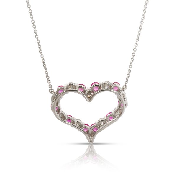 099769 bv Tiffany Co Diamond and Pink Sapphire Heart Pendant in Platinum 11 CTW