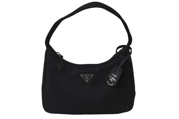 1 Prada Shoulder Bag Nylon Black Silver Hardware