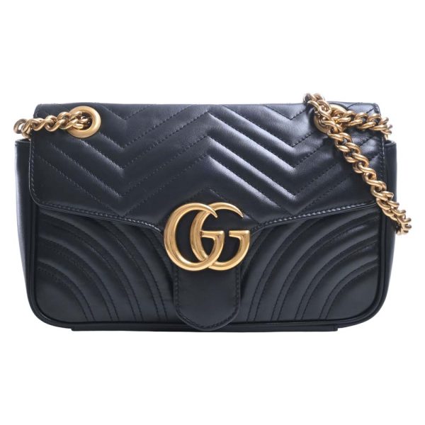 1 Gucci GG Marmont Leather Small Chain Shoulder Bag Black