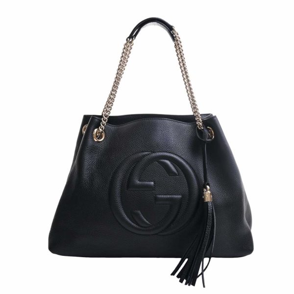 1 Gucci Soho G Leather Chain Tote Bag Black