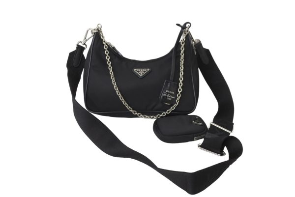 1 Prada Shoulder Bag Pochette With Strap Silver