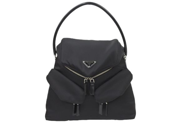 1 Prada Handbag Hobo Chignon Black Silver