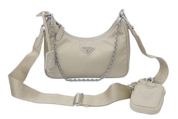 1 Prada Prada Shoulder Bag Beige Silver Hardware