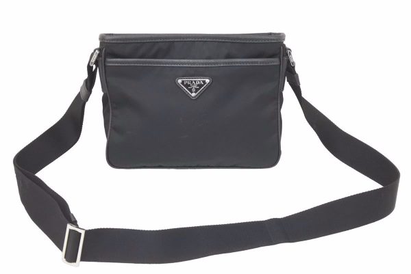 1 Prada Shoulder Bag Nylon Leather Black