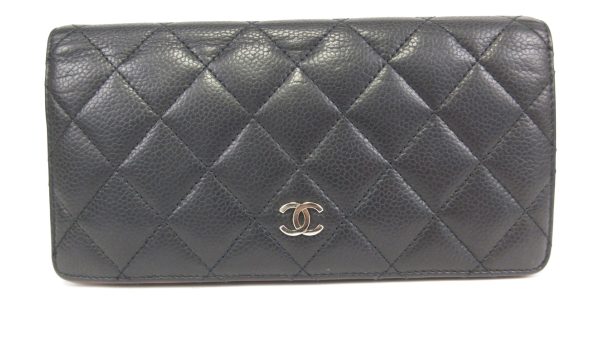 1 Chanel Caviar Leather Matelasse Wallet Black