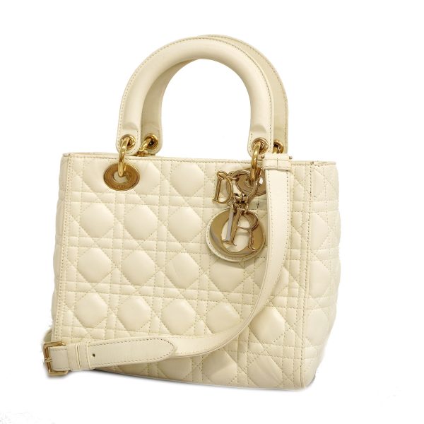 1 Christian Dior 2way Bag Cannage Leather White