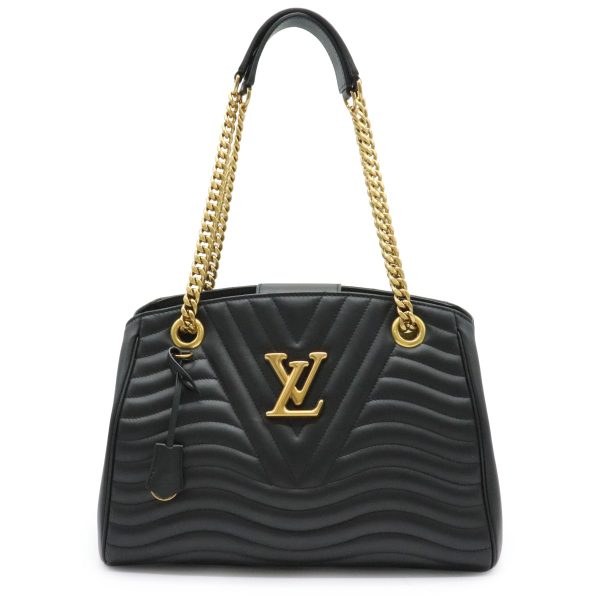 1 Louis Vuitton New Wave Tote Chain Shoulder Bag Calf Leather Noir Black