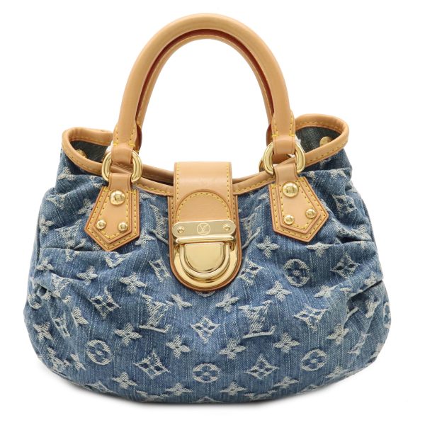 1 Louis Vuitton Monogram Denim Pleaty Handbag Mini Bag Blue