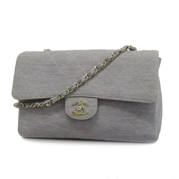 1 Chanel Shoulder Bag Matelasse Chain Cotton Purple Silver