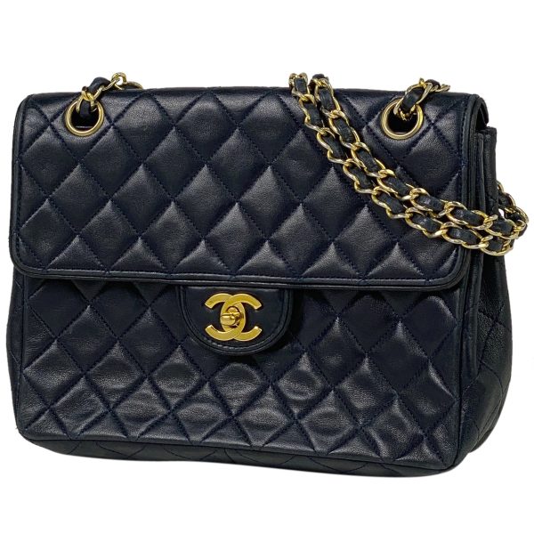 1 Chanel Matelasse Single Flap Chain Coco Mark Chain Navy